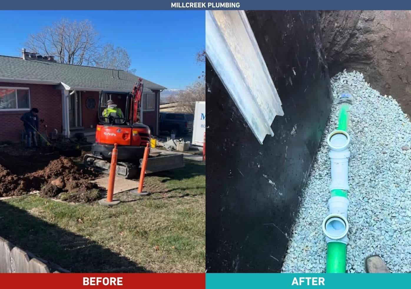 Sewer Repair Farmington Before and After