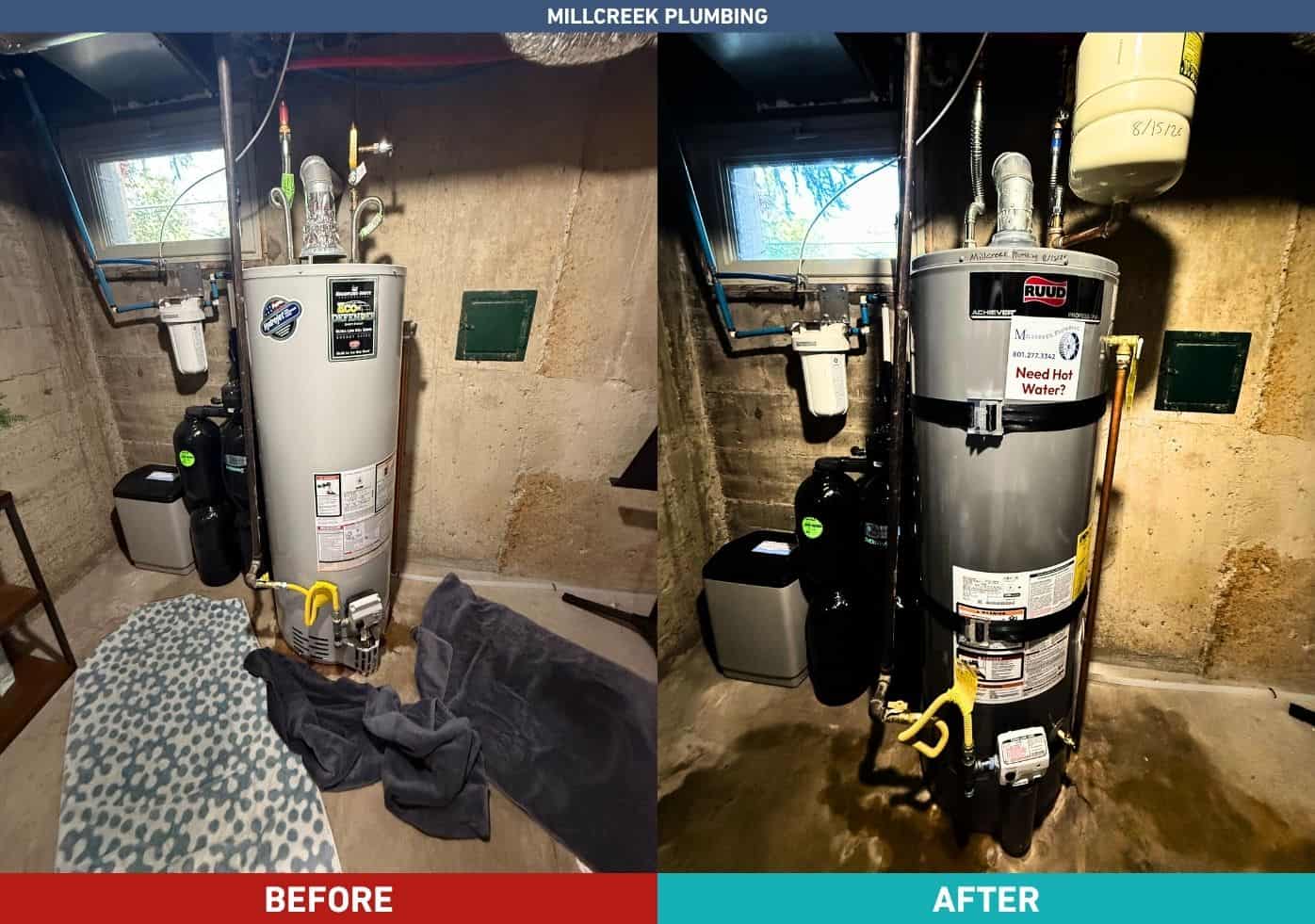 Water Heater Repair and Replacement in Farmington Utah Before and After