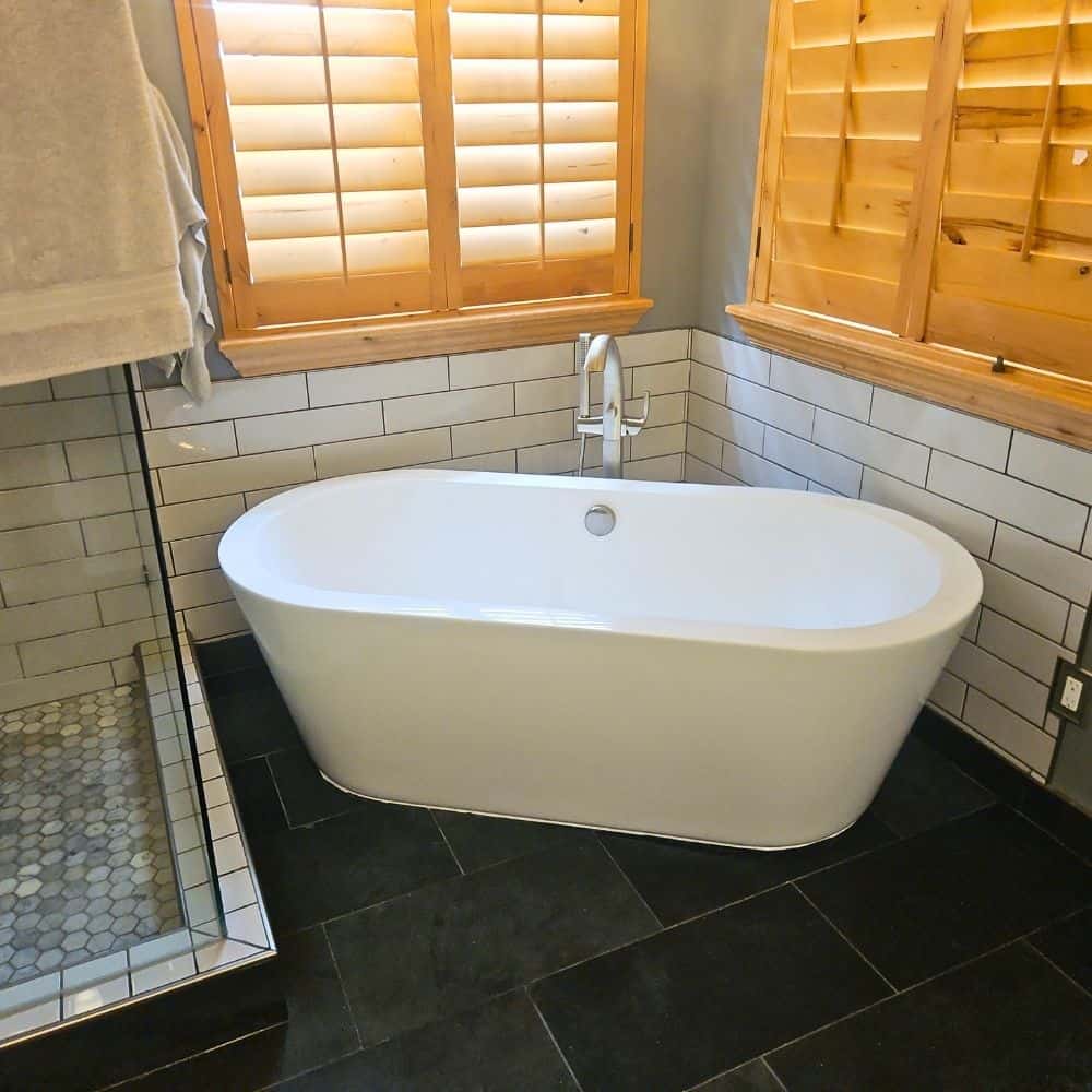 New bathtub in bathroom remodel