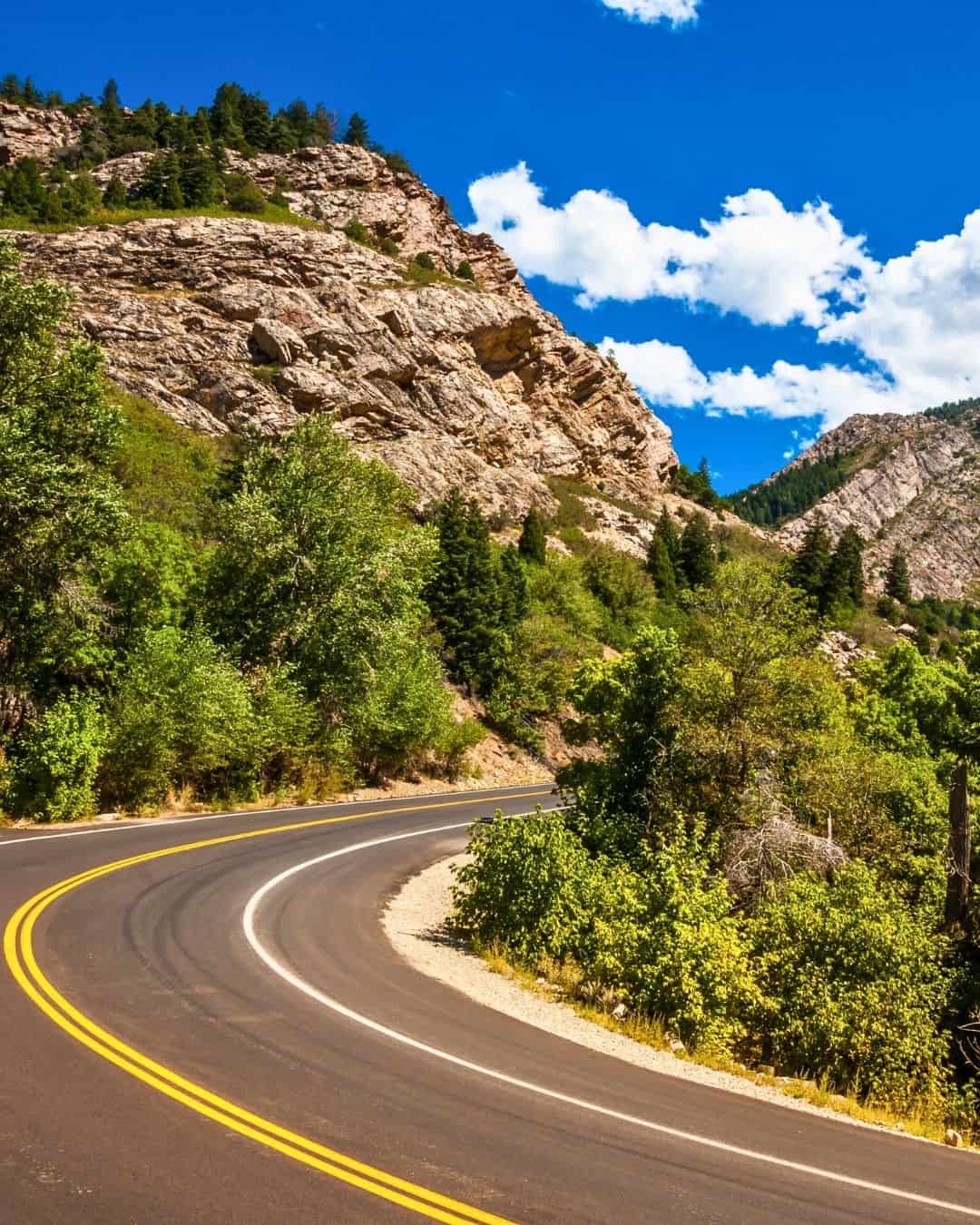 Road up Big Cottonwood Canyon UT